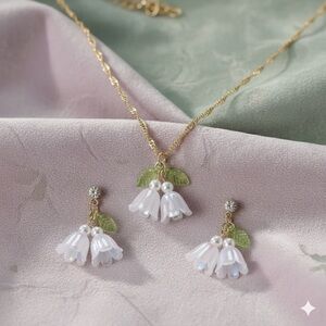 Lily of the Valley Necklace & Earrings Set